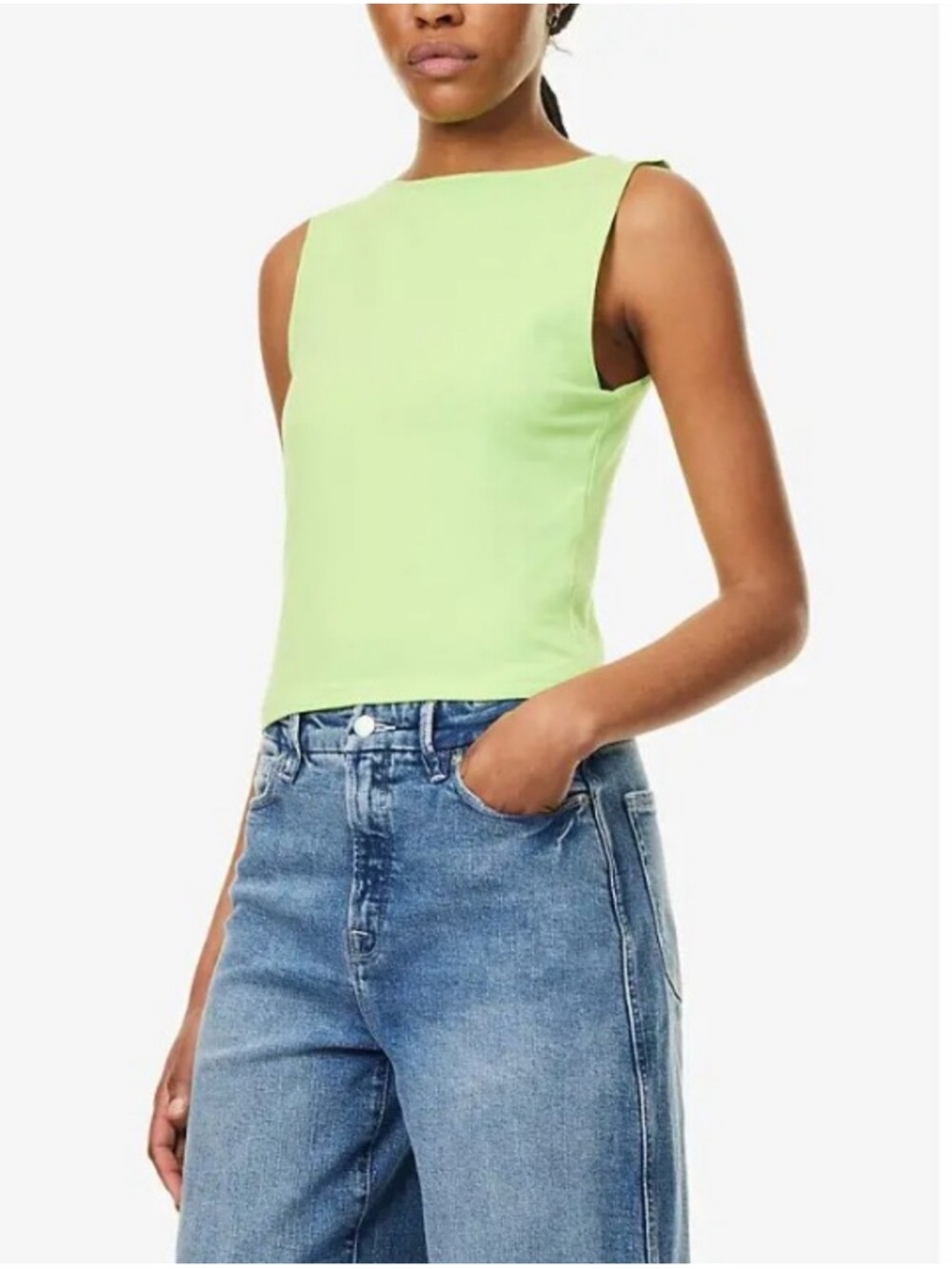 Good American Super Stretch Tank Top in Lime Small NWT